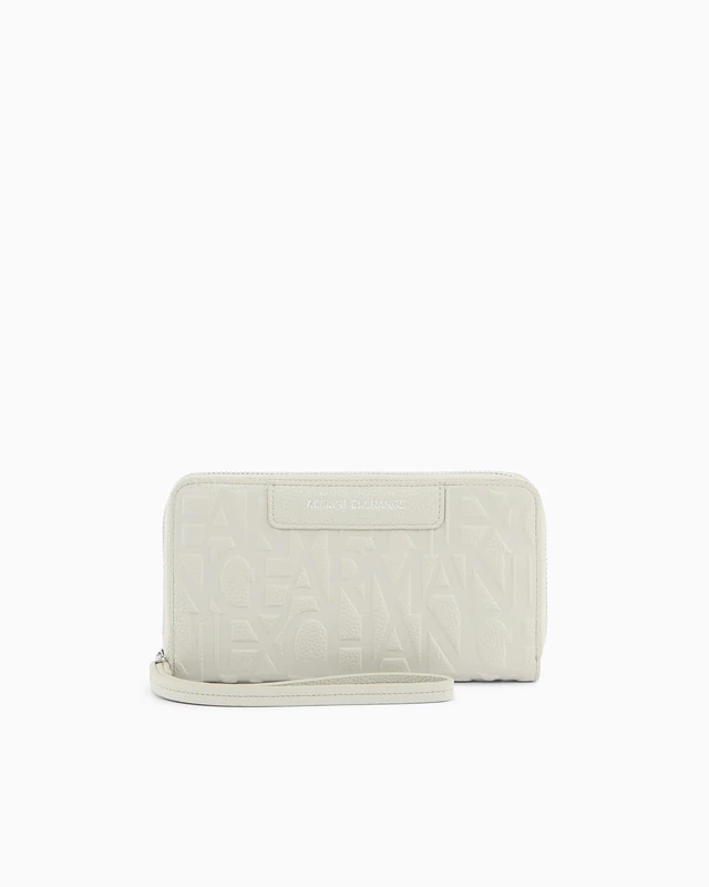 Armani Exchange Women Liz Pebble Classic Repeated Logo Wrist Band Accessory-Travel Wallet, Dust, One Size