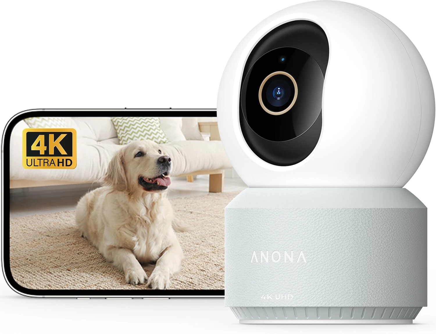 Anona Pano 4K UHD Indoor Security Camera, 360° Pan-Tracking Dome Camera for Home Security, Wi-Fi 6, Indoor Camera with Person/Pet/Baby Cry Detection, 2-Way Audio & Privacy Mode | Alexa Compatible