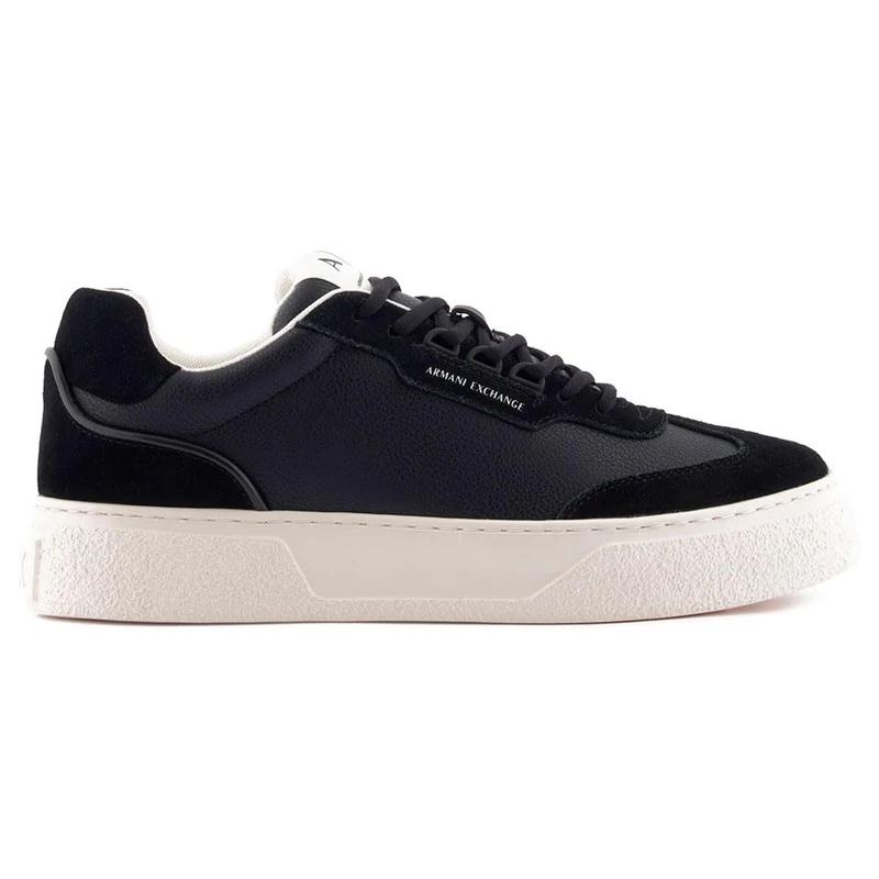 Armani Exchange Men Lion, Suede Details Sneaker, Black, 10.5 UK