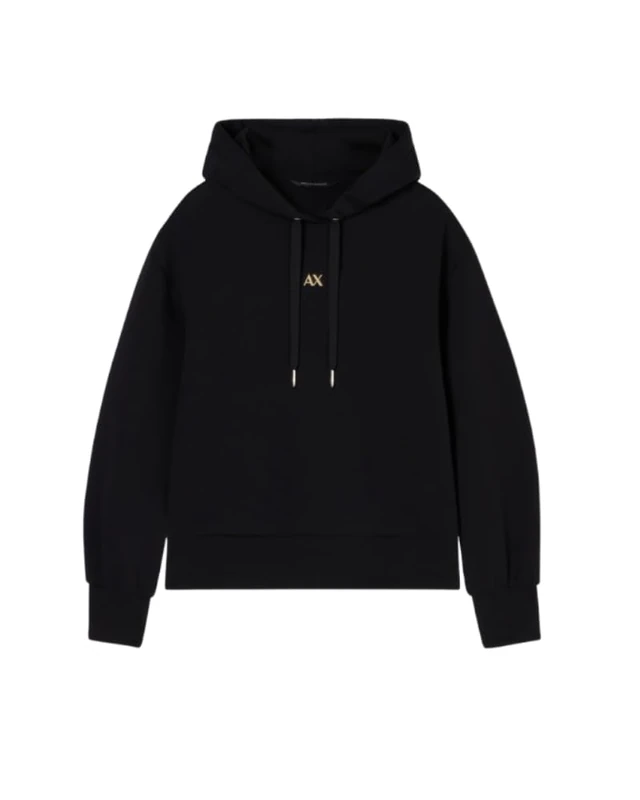Armani Exchange Women's Salin De Giraud, Embossed Gold Logo Sweatshirt, Black, XL