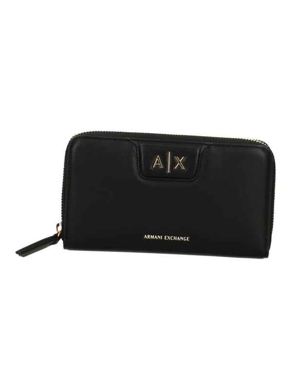 Armani Exchange Women Amelie, Gold Logo Zip, Black, One Size