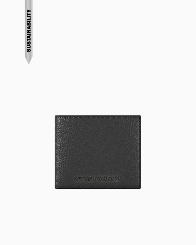 Armani Exchange Men's Madrid, Essential, Metal Logo bi-fold Wallet, Black, One Size