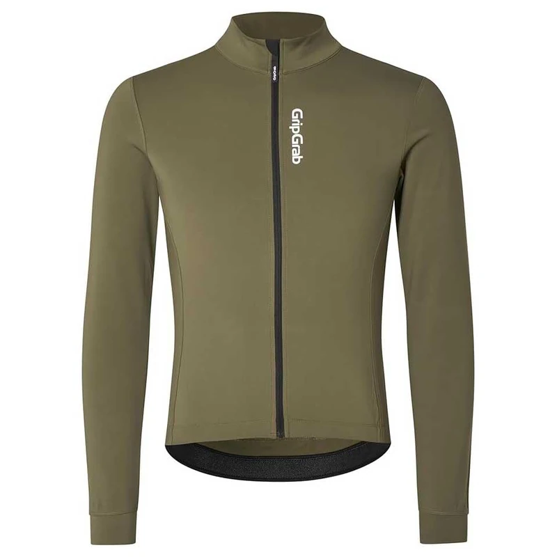 GripGrab Ride Thermal Long Sleeve Cycling Jersey Men's Road MTB Gravel Bike Cycle Top Warm Biking Shirt for Men Olive Green