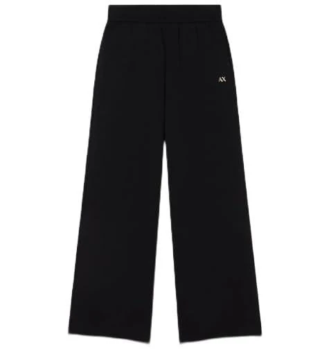 Armani Exchange Women's Wide Leg, Comfort Look, Side Small Logo Sweatpants, Black, M