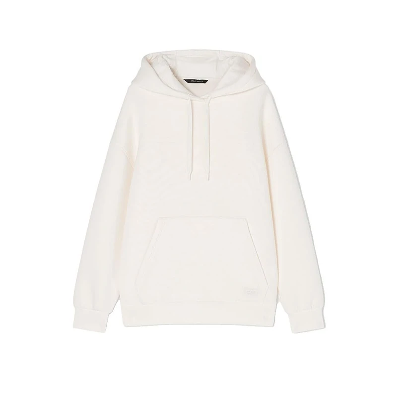 Armani Exchange Women's Plain Hooded Drawstring Front Open Pocket Monochrome Sweatshirt, ISO, S