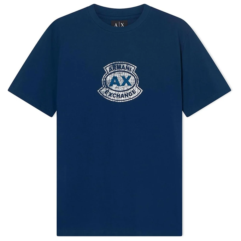 Armani Exchange Men's Printed Vintage Front Logo T-Shirt, Blue, M
