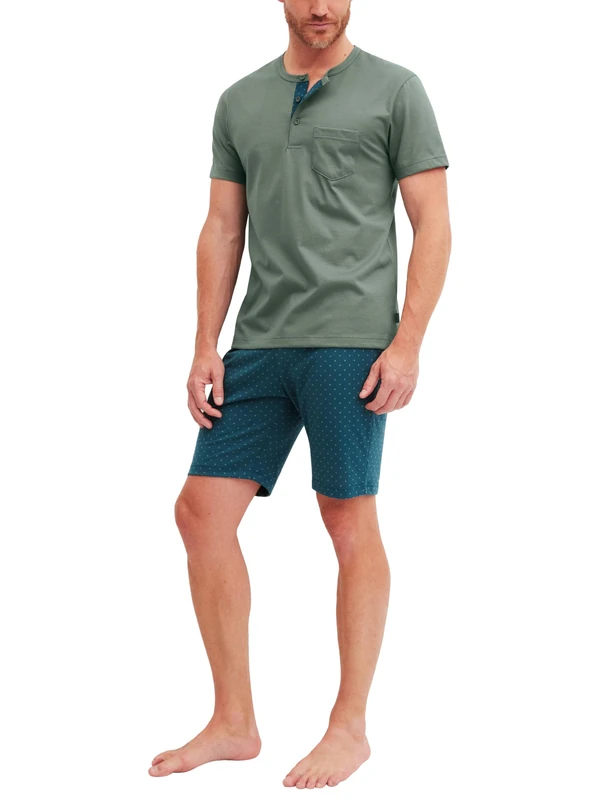 CALIDA Men's Relax Imprint Pajama Set, Laurel Green, 52-54