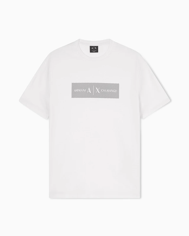 Armani Exchange Men's 3D Printed Big Front Logo T-Shirt, White, S - Image 1