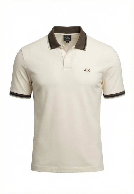 Armani Exchange Men's 3D Embroidered Logo Multicoloured Collar Polo Shirt, White, XS