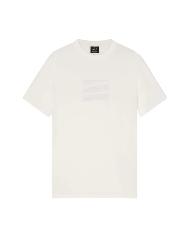 Armani Exchange Men's Plain 3D Printed Front Logo T-Shirt, Off White, L