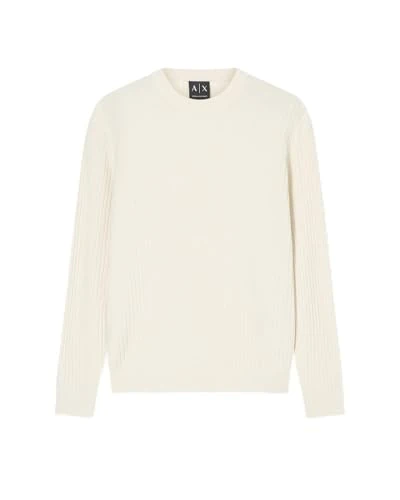 Armani Exchange Men's Monochrome Pullover Sweater - Cream, M
