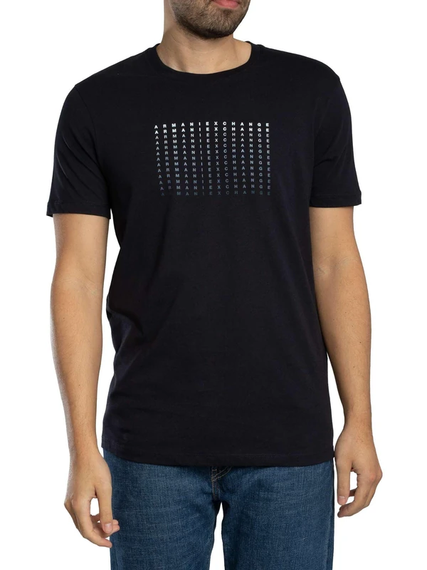 Armani Exchange Men's Plain 3D Printed Front Logo T-Shirt, deep Navy, XS