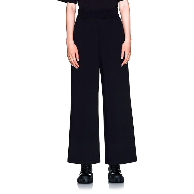 Armani Exchange Women's Wide Leg, Comfort Look, Side Small Logo Sweatpants, Black, S