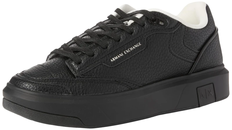 Armani Exchange Men's Venice, Logo Tab on Sole Trainers, Black, 40 EU