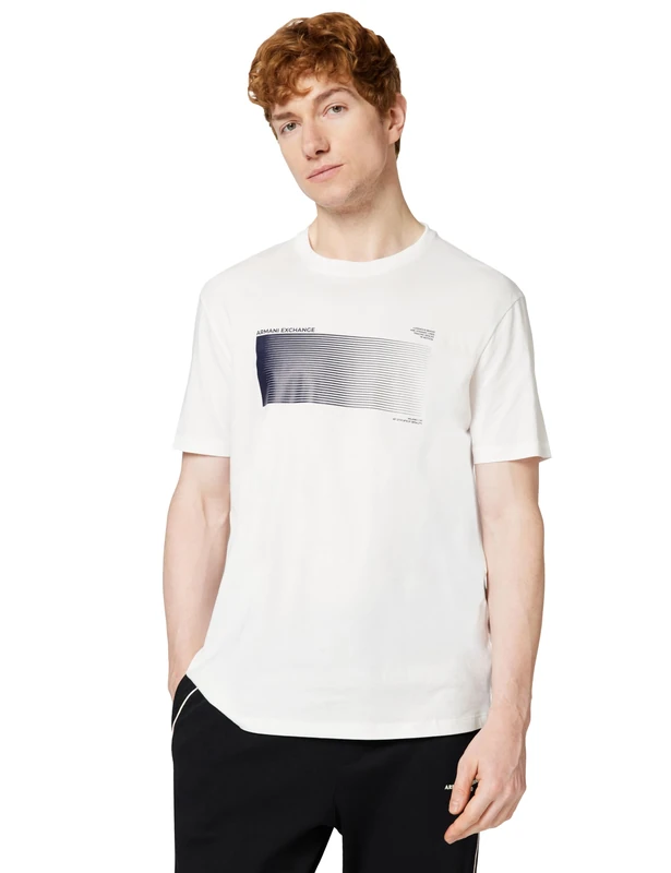 Armani Exchange Men's Front 3D Printed Logo Modern T-Shirt, Off White, M