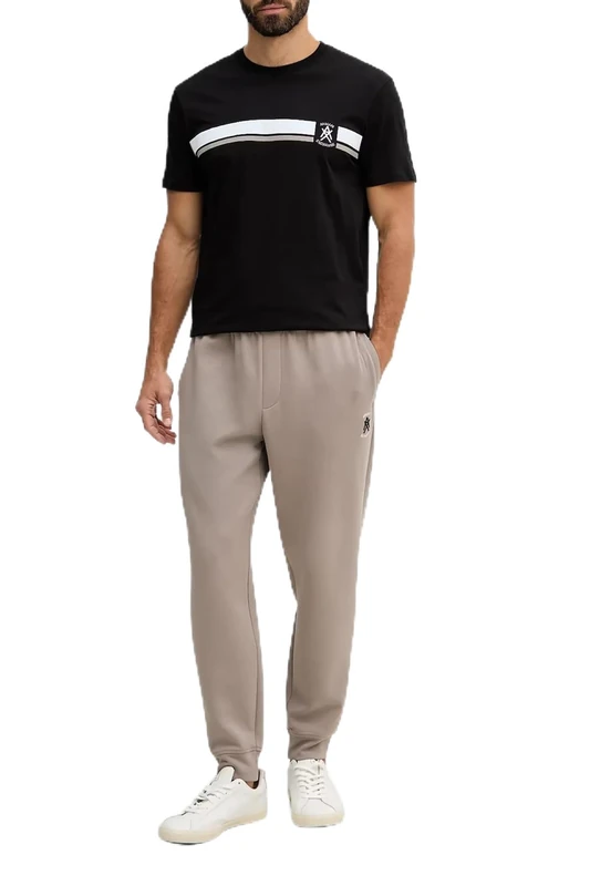 Armani Exchange Men's One Block Up, Color Contrast Embroiderd Logo Sweatpants, Driftwood, M