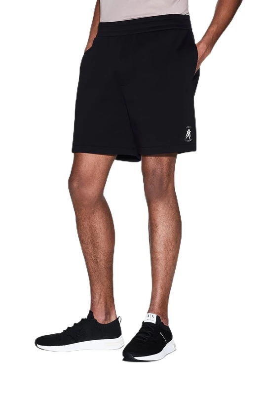 Armani Exchange Men's One Block Up, Color Contrast, Embroiderd Logo Shorts, Black, L