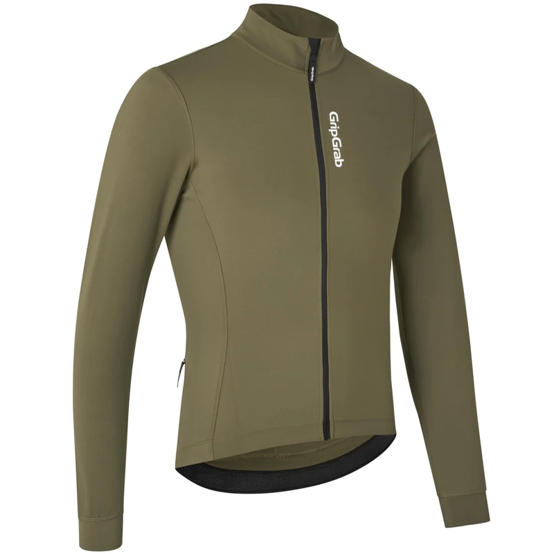 GripGrab Ride Thermal Long Sleeve Cycling Jersey Men's Road MTB Gravel Bike Cycle Top Warm Biking Shirt for Men Olive Green