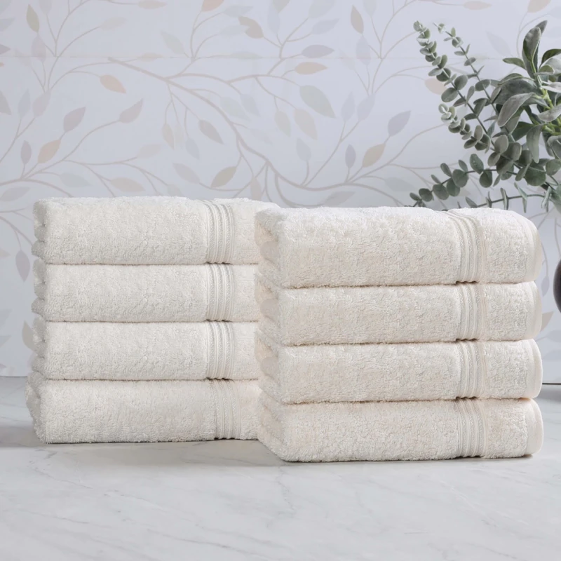 Superior Heritage Egyptian Cotton Hand Towel Set, Heavyweight Towels for Bathroom, Kitchen, Spa, Home Decor Essentials, Highly Absorbent, Plush Hotel Quality, Includes 8 Hand Towels, Ivory - Image 1