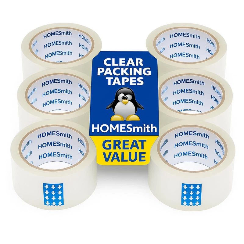 HOMESmith Clear Packing Tape 72 Rolls – Bulk Buy Parcel Tape 48mm x 66m for Commercial Packaging, Moving House, Office, or Warehouse Use