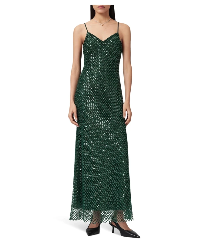 Allsaints Women's Chantelle Dress, Emerald Green, 6