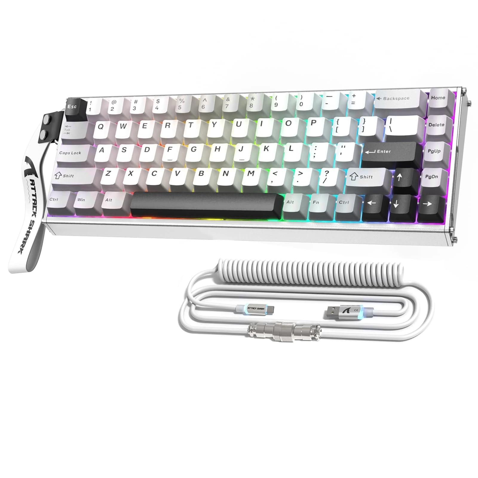 ATTACK SHARK X68MAX HE Full Aluminum CNC 8KHz Rapid Trigger Keyboard, 0.005mm Adjustable Actuation Wired RGB Gaming Keyboard with Magnetic Switch, Snap Tap, C01 Ultral Cable (Starlight White)