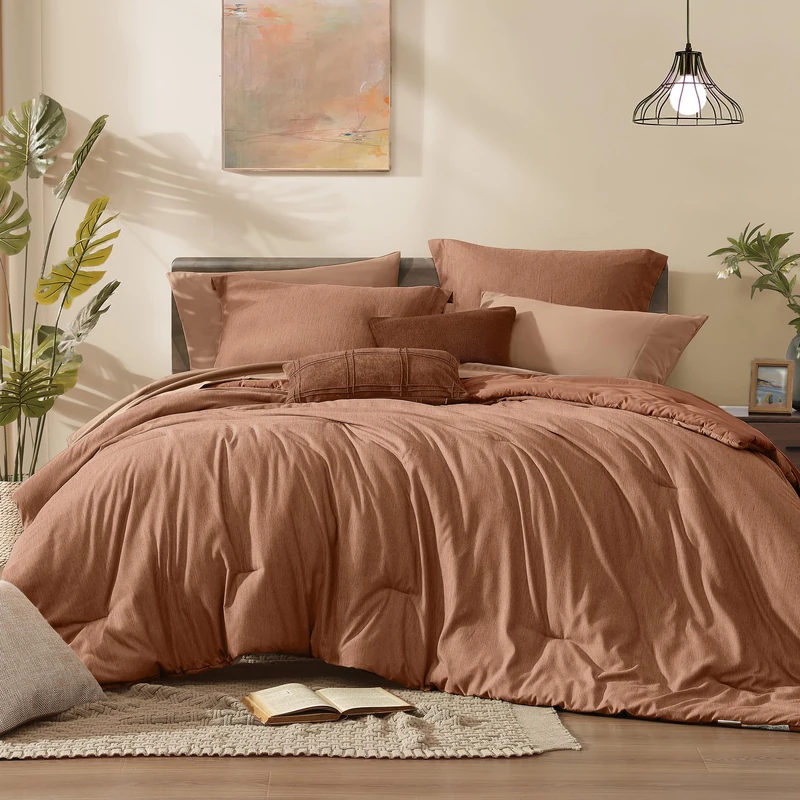 Monbix Oversized Queen Comforter Set 7 Pieces Autumn Leaf Bed in a Bag