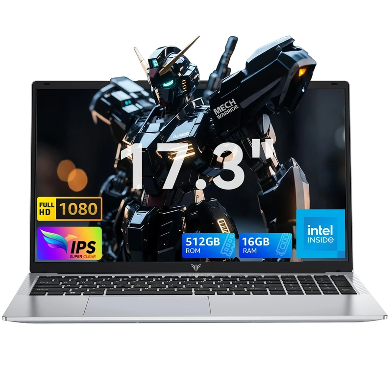 ACEMAGIC 17.3 inch Laptop with Quad-Core N-95 Processor up to 3.4GHz (Beat N5205/N5095) 16GB RAM DDR4 512GB M.2 SSD Laptops, Support WiFi 5, BT5.0, USB3.2, HDMI, Type-C,1080 FHD, 6000mAh Long-Battery