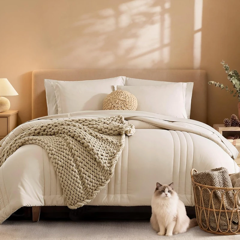 Oversized Queen Comforter Set-7 Pieces Soft Bed in a Bag Queen Bedding Sets