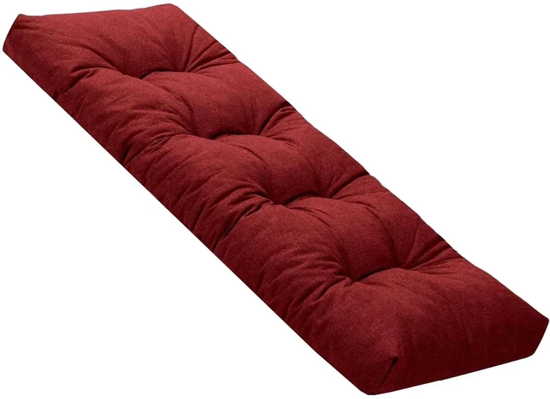 ELYSYSRL Bench Cushion Indoor Linen 120x40 90 x 35 150 x 40 100x40cm Rectangle Bench Seat Pad for Bay Window Entryway Thick Chair Cushions with Non-Slip Backing(Burgundy,130x60cm x8cm Thick)
