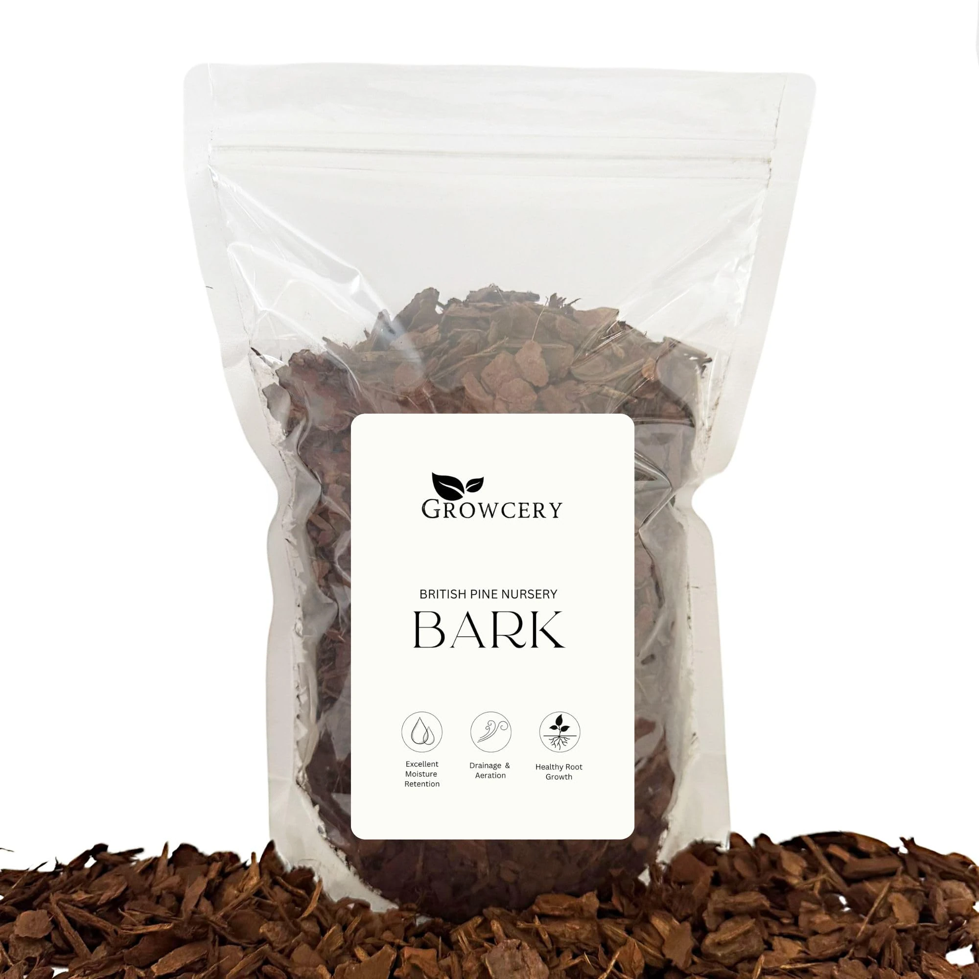 Growcery Orchid Potting Mix – Premium British Pine Bark Chippings for Plants, Mulch, Beds, Landscaping, Moisture Control – Child & Pet Safe, Natural Soil Cover (3L)