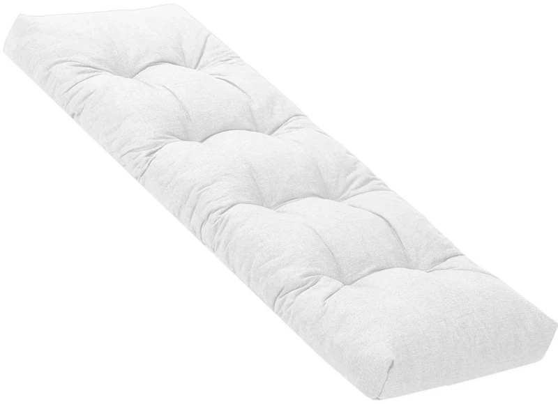 ELYSYSRL Bench Cushion Indoor Linen 120x40 90 x 35 150 x 40 100x40cm Rectangle Bench Seat Pad for Bay Window Entryway Thick Chair Cushions with Non-Slip Backing(White,130x60cm x8cm Thick)