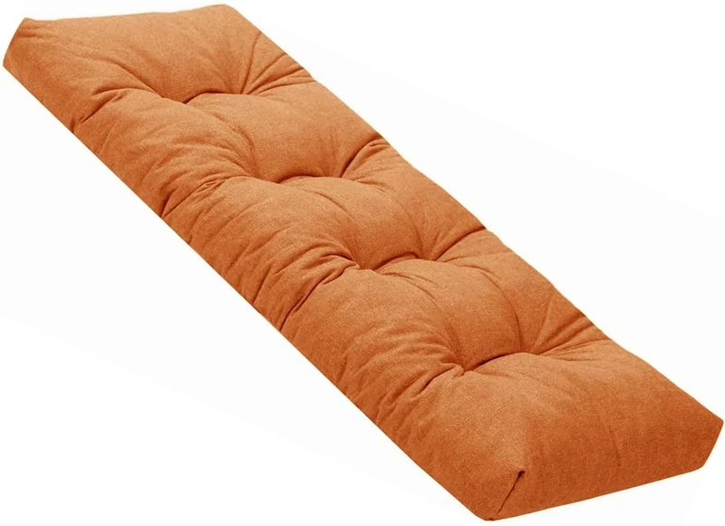 ELYSYSRL Bench Cushion Indoor Linen 120x40 90 x 35 150 x 40 100x40cm Rectangle Bench Seat Pad for Bay Window Entryway Thick Chair Cushions with Non-Slip Backing(Orange,150x50cm x8cm Thick)