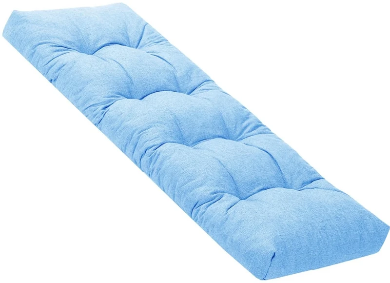 ELYSYSRL Bench Cushion Indoor Linen 120x40 90 x 35 150 x 40 100x40cm Rectangle Bench Seat Pad for Bay Window Entryway Thick Chair Cushions with Non-Slip Backing(Light Blue,150x50cm x8cm Thick)