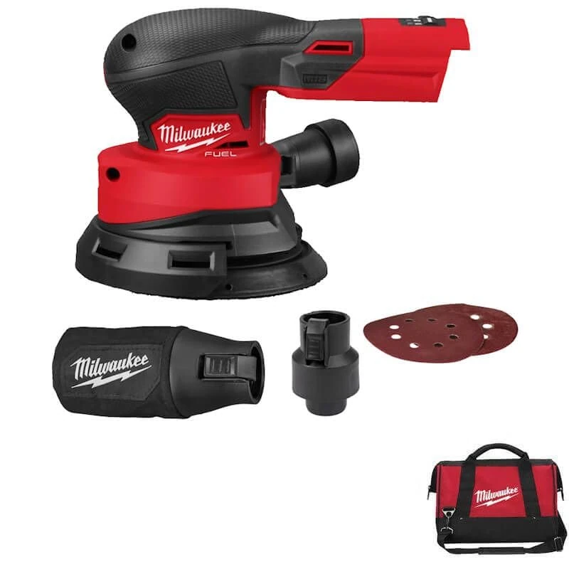 Milwaukee M18FROS125-0B 18V 125mm Random Orbital Sander with Bag (Body Only), Red