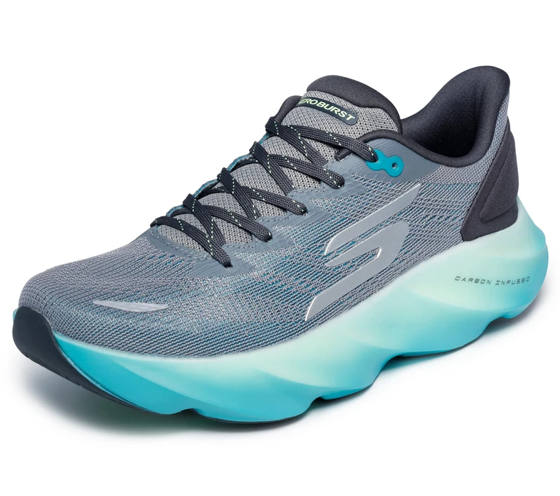 Skechers Mens Aero Burst Sneaker, Gray/Blue, 12