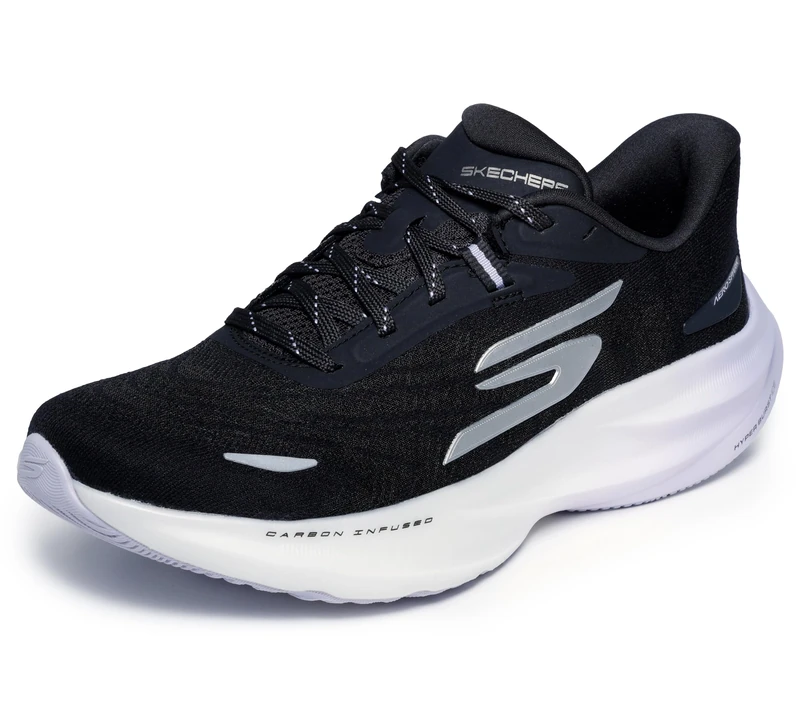 Skechers Women's Aero Spark Running Trainer, Black/White, 3 UK