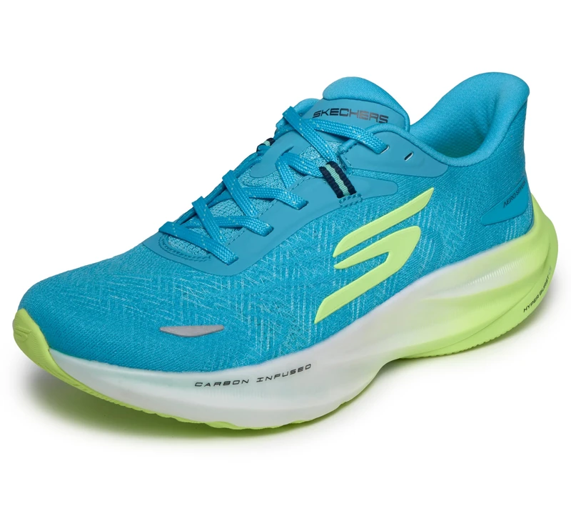Skechers Women's Aero Spark Running Trainer, Blue/Yellow, 4 UK