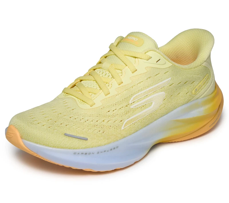 Skechers Women's Aero Spark Slip Ins Running Trainer, Yellow/Blue, 6 UK