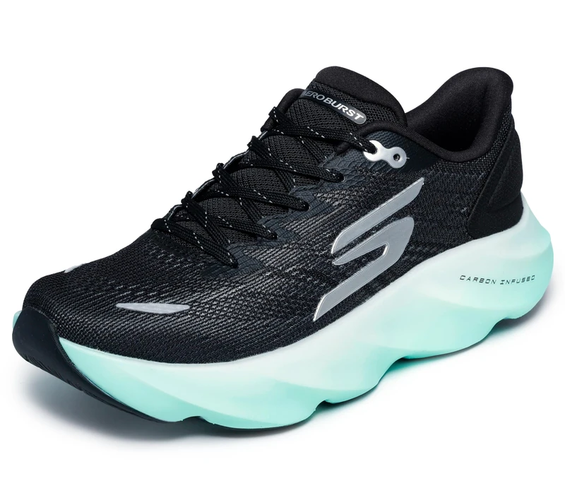 Skechers Women's Aero Burst Sneaker, Black/White, 4.5 UK
