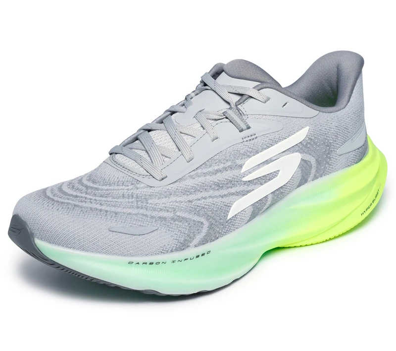 Skechers Men's Aero Spark Trainers, Grey Lime, 10 UK