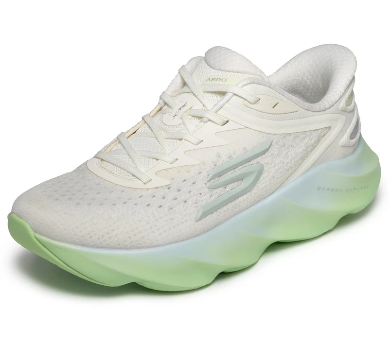 Skechers Women's Aero Burst Slip Ins Running Trainer, Off White/Green, 7 UK