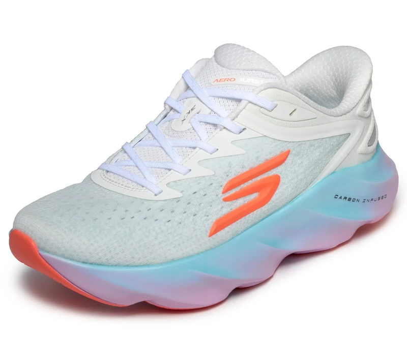 Skechers Women's Aero Burst Slip Ins Running Trainer, White/Multi, 3 UK