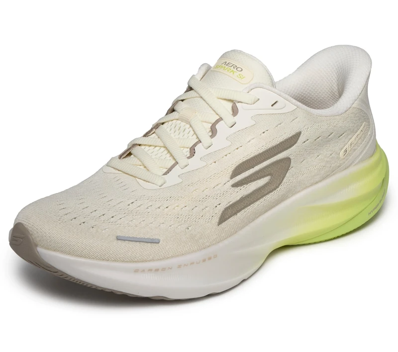 Skechers Men's Aero Spark Slip Ins Running Trainer, Off-White, 6.5 UK