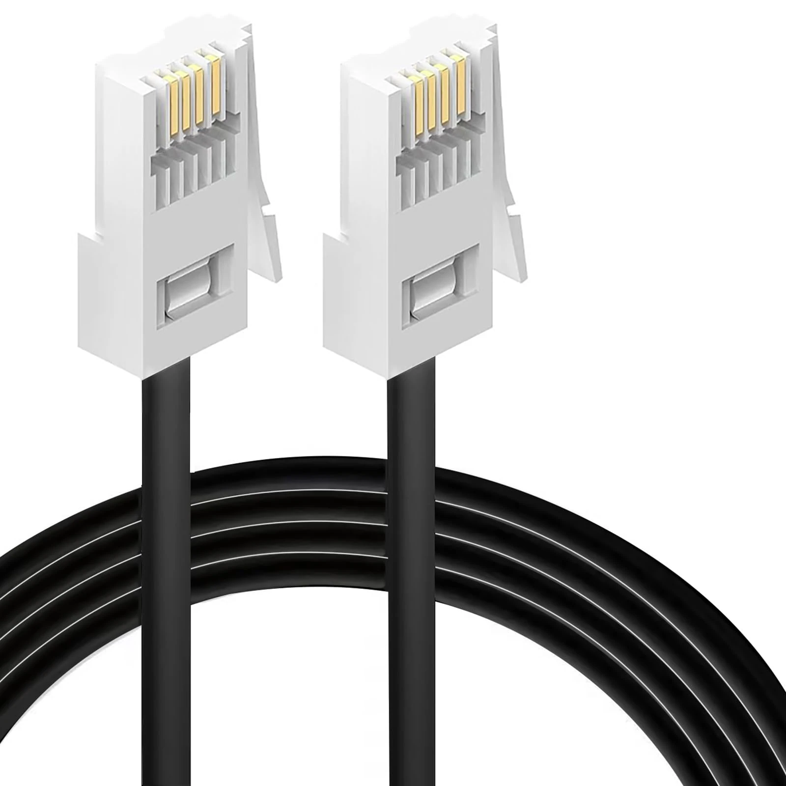 HAWAKA BT Telephone Cable,BT Male to Male Telephone Wire,6P4C Plug Phone Cable for Home & Office (6P4C-BK-2M-2PC)