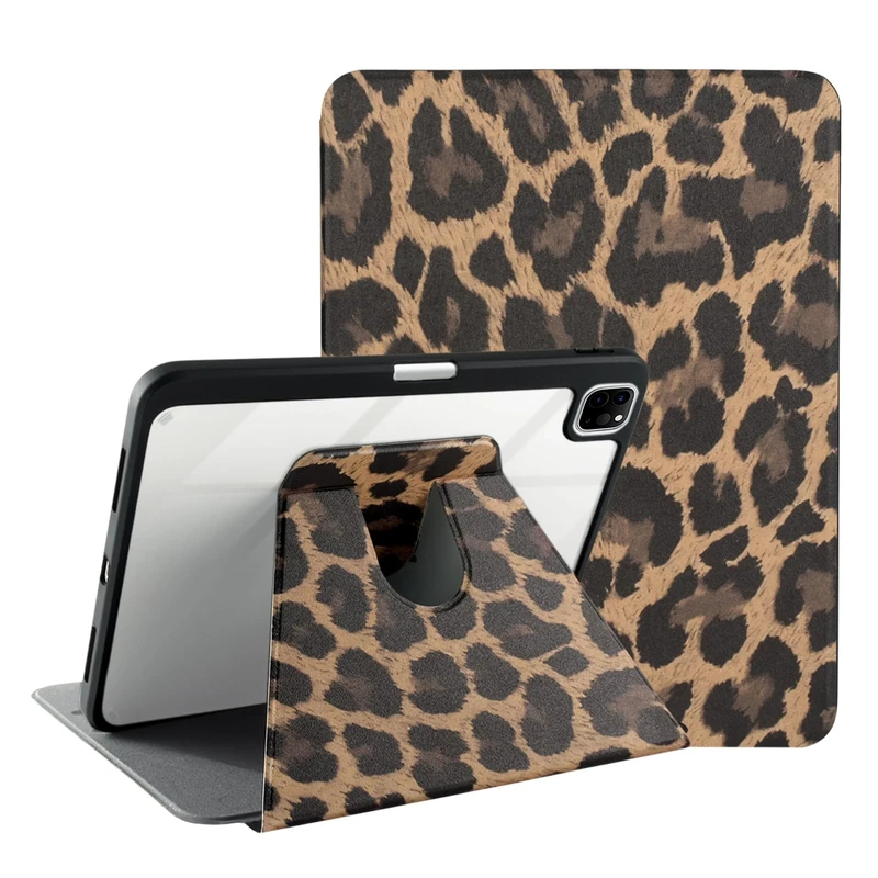 Fycyko Rotating Case for iPad Air 11-Inch M3/M2 (2025/2024), iPad Air 5/4 (2022/2020 5th/4th Generation 10.9-Inch), 360 Degree Rotation Protective Cover, Leopard