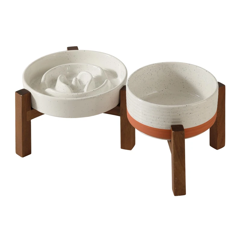 Havniva Raised Slow Feeder Dog Bowls, Elevated Dog Bowls Slow Feeder Set