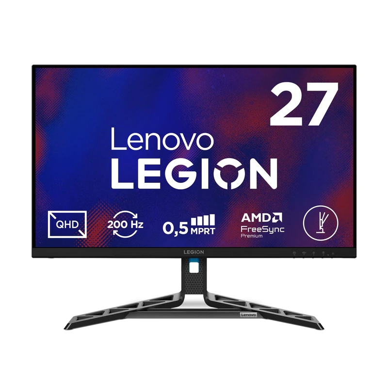 Lenovo Legion R27qe Gen 2 Gaming Monitor 27" QHD (2560x1440) IPS, 0.5ms MPRT, 200Hz, Ports 2x HDMI 2.1 + DisplayPort 1.2, DisplayPort Cable included - Raven Black