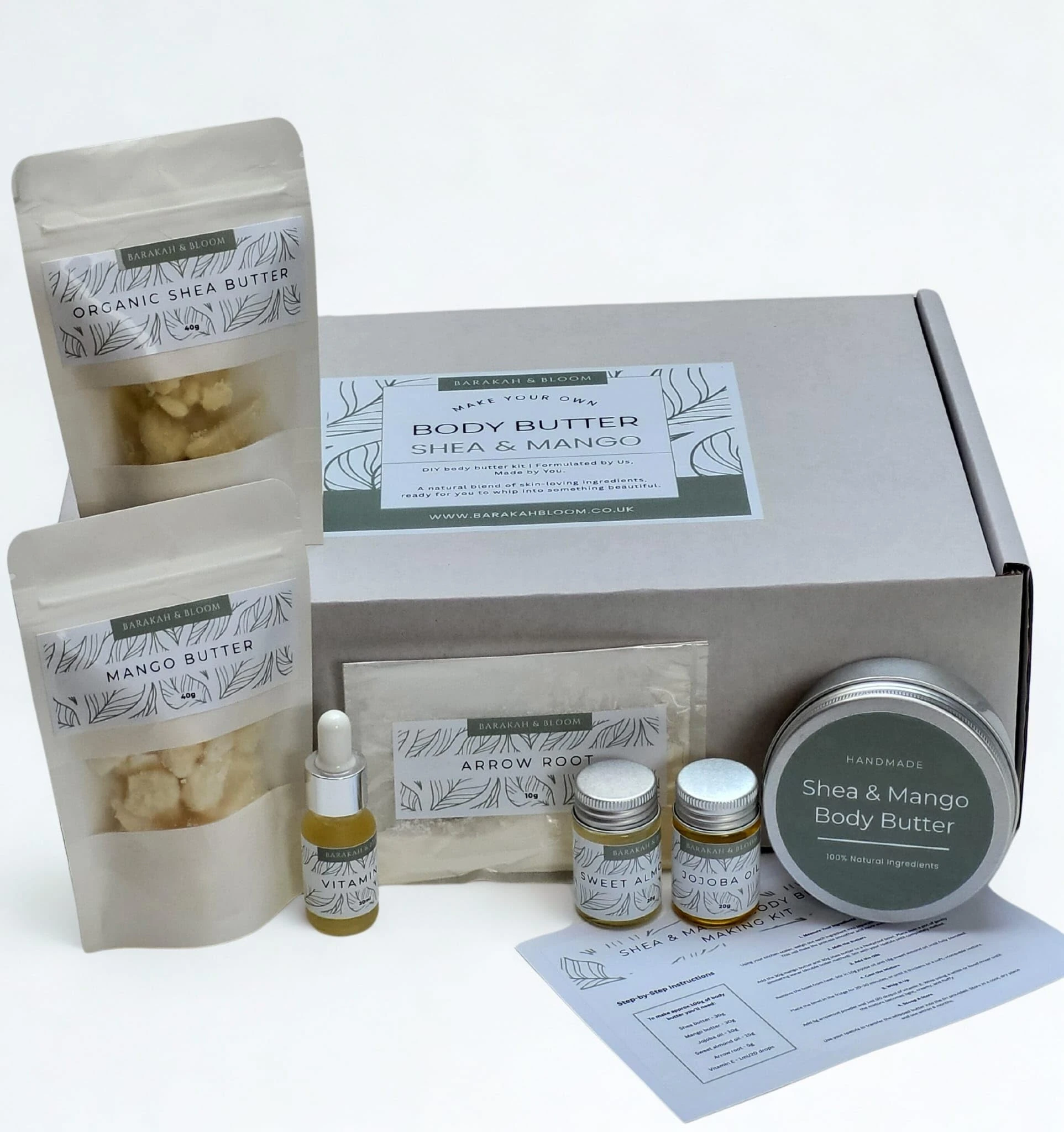 DIY Shea & Mango Body Butter Making Kit, Natural Ingredients, Handmade Skincare Set - Make Your Own Body Butter Kit