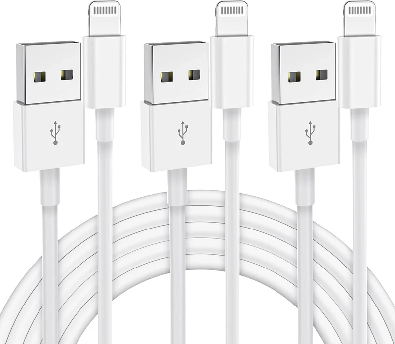 3Pack for iPhone Charger Cable 1m, MFi Certified Fast Charging Cable, for Lightning to USB Cable Lead Wire for Apple iPhone 14 13 12 11 Pro Max XR XS 8 7 6 5 SE, for iPad Mini Air (White)